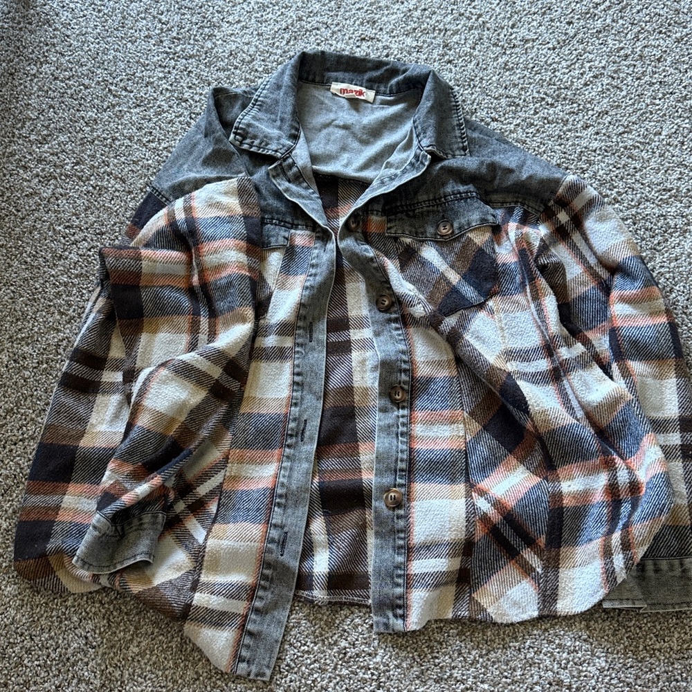 Mazik Plaid Jacket with Denim and Flannel Accents